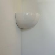 Vintage corner wall light, glossy white porcelain, France 1970