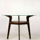 Round czech glass top coffee table from Jitona 1960s