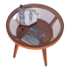 Table basse du milieu du siècle en chêne et verre, tchèque, années 1950.