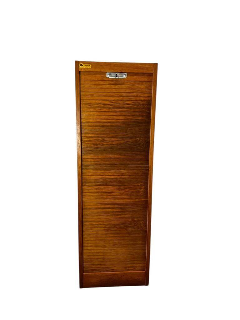 Vintage curtain wardrobe / archive cabinet with file supports