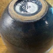 Primavera Art Deco vase, glazed stoneware with blue bird decoration by Marguerite Lehm.