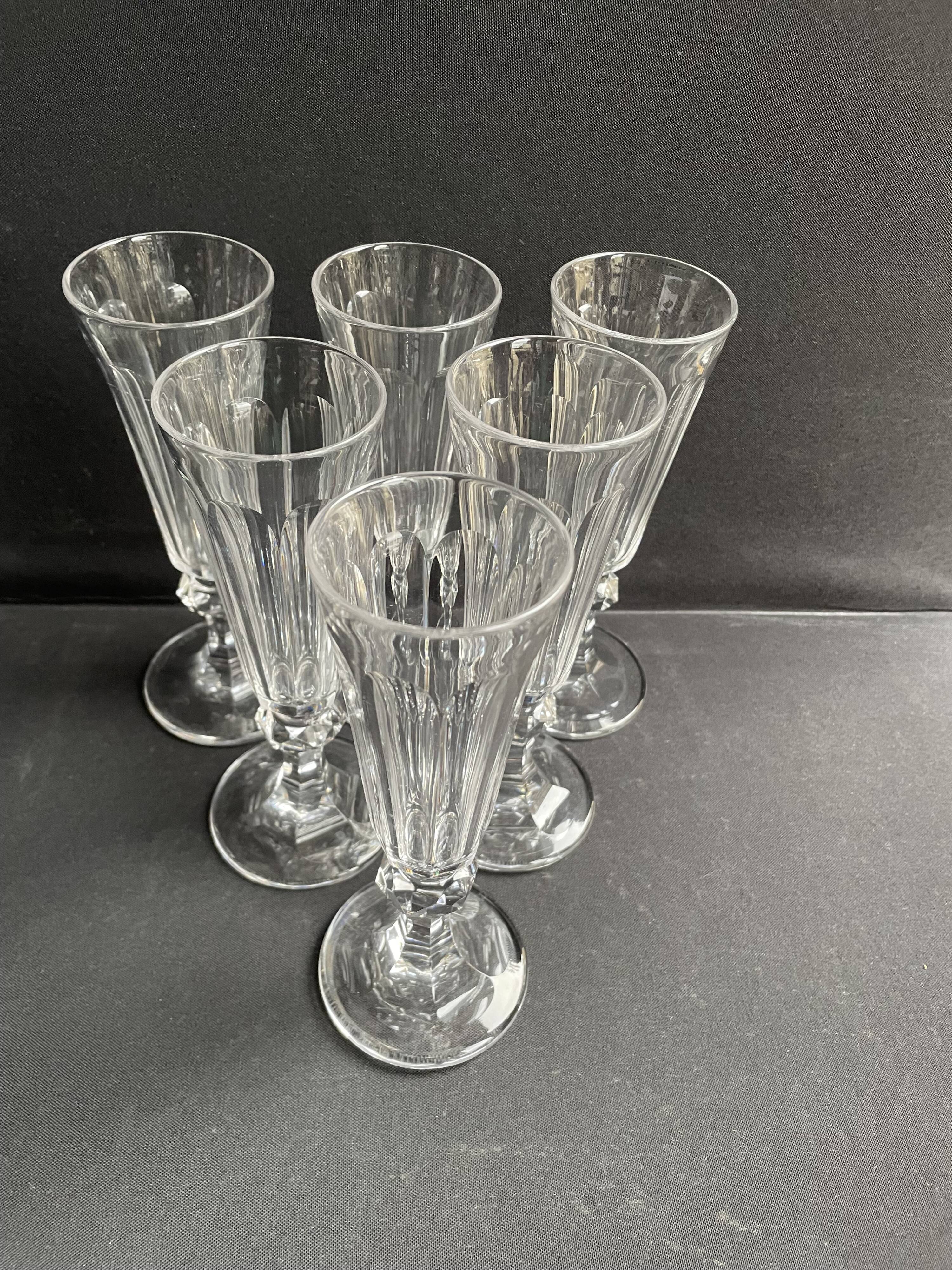 6 Baccarat/Saint Louis champagne flutes - 19th century
