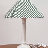 Earthenware lamp and striped lampshade