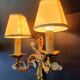 Pair of wall sconces candle holders with antique pendants