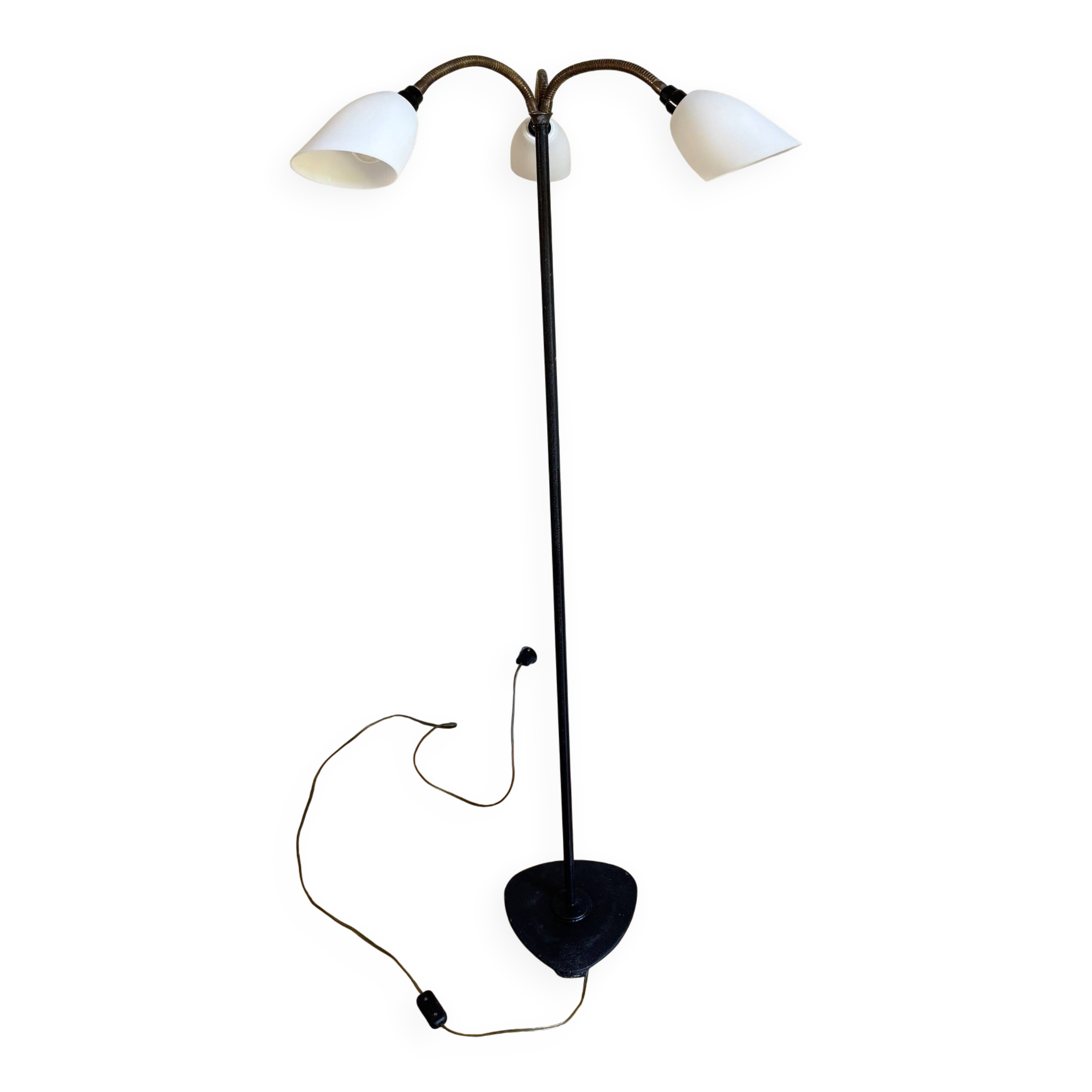 Wrought iron and brass floor lamp - Sweden, 1940s/1950s