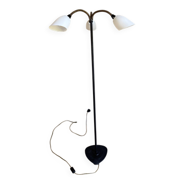 Wrought iron and brass floor lamp - Sweden, 1940s/1950s