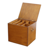 Large wooden box with brass handles