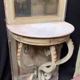Napoleon III style mirror and woodwork console in 19th century patinated wood