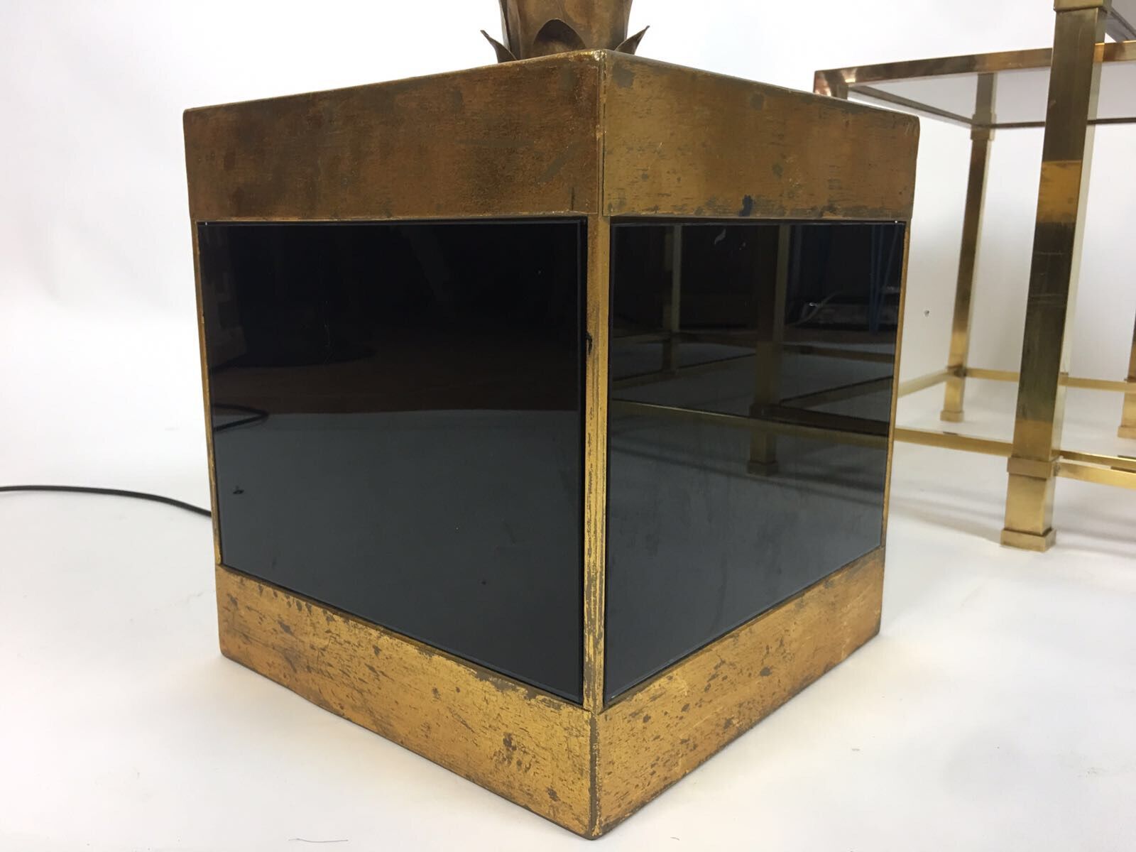 Lampadaire des années 70 forme palmier métal doré