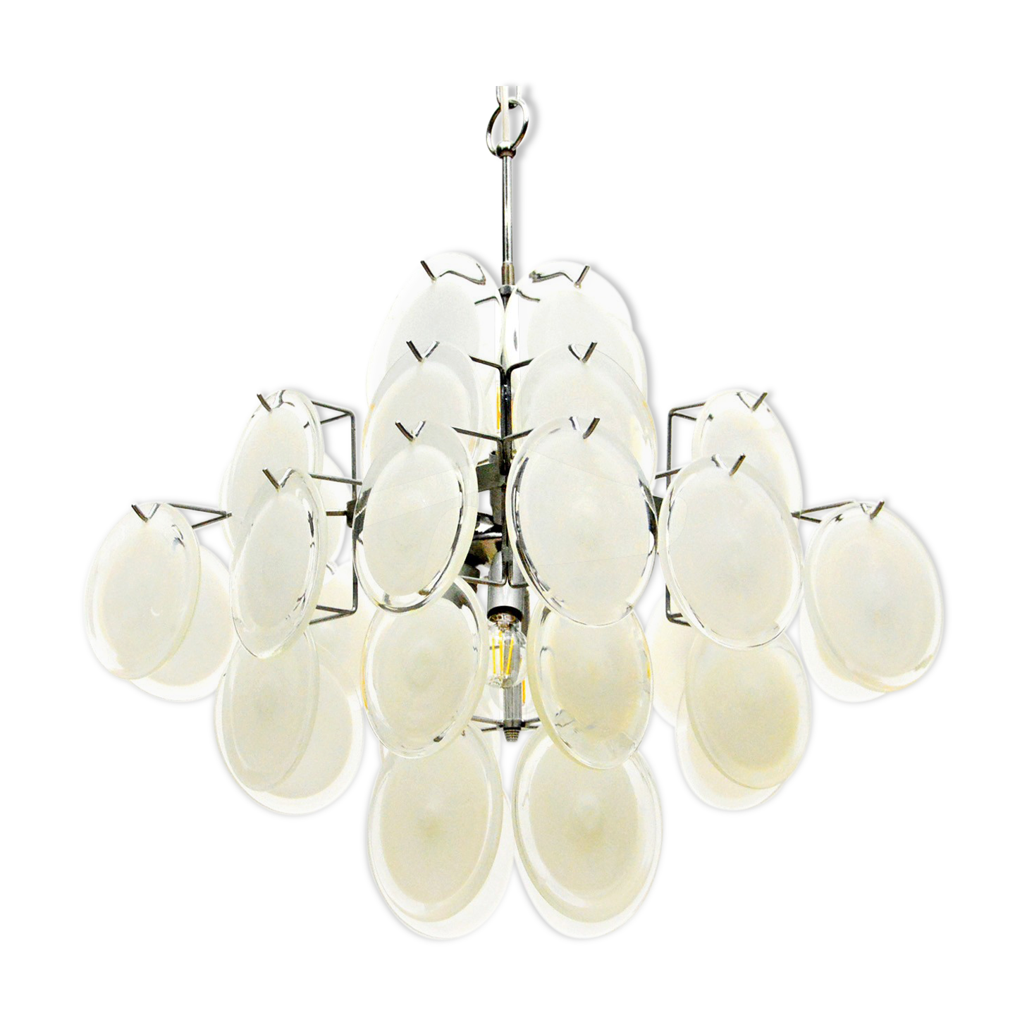 Lustre italien de disque de verre de Murano