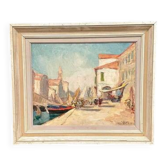 Huile sur panneau d'origine suédoise – « Venise » par Knut Norman – Signé – Vintage