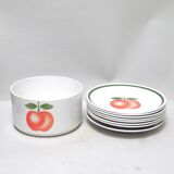 Eight Plates and Bowl with Apple Decoration 70s