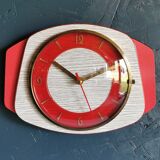Vintage formica clock silent wall clock "Rouge Gris"