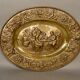 Pair Of Oval Plates In Brass Repulsed 19th century decorated with taverns