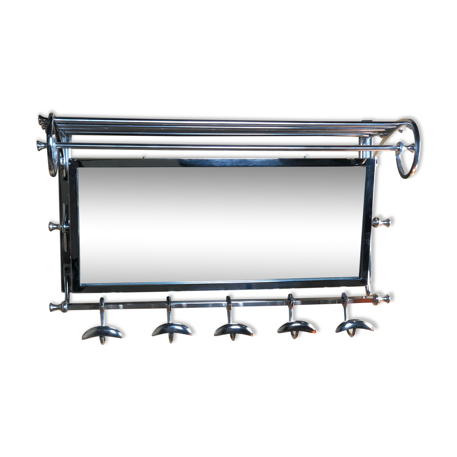 Coat holder "Vestibule" Chrome Art Deco style long 79 cm