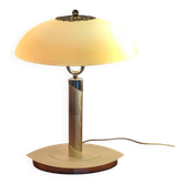 Revisited vintage table lamp – Gold metal & Opaline shade