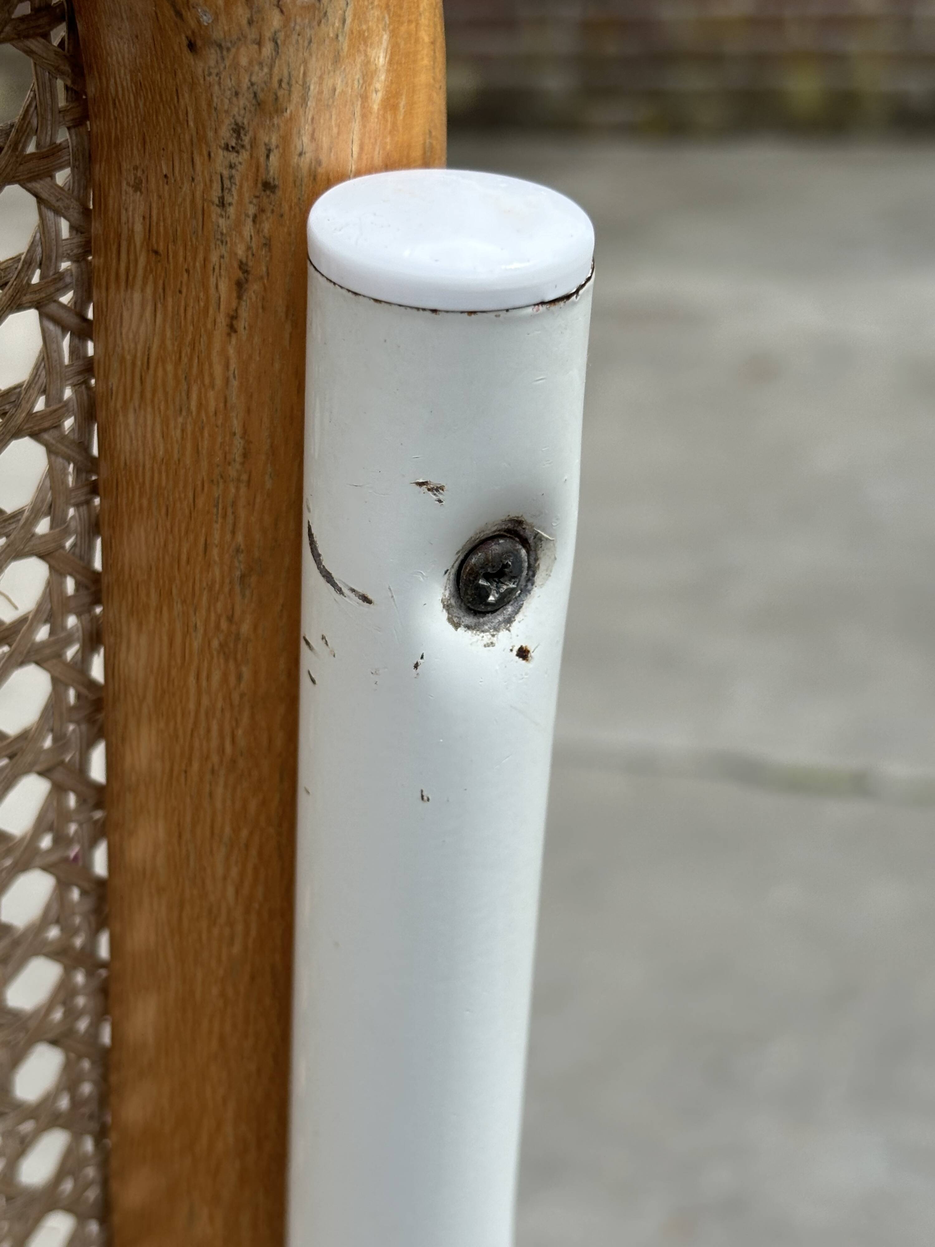 Cesca chair b32 model in white and wood by Marcel Breuer
