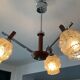 Lustre scandinave années 60 en teck et métal chromé