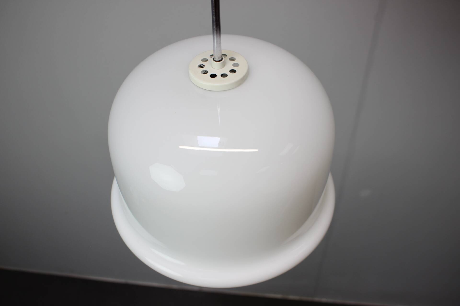 Large vintage opaline glass pendant lamp, Prague, Czechoslovakia, late 1970s.
