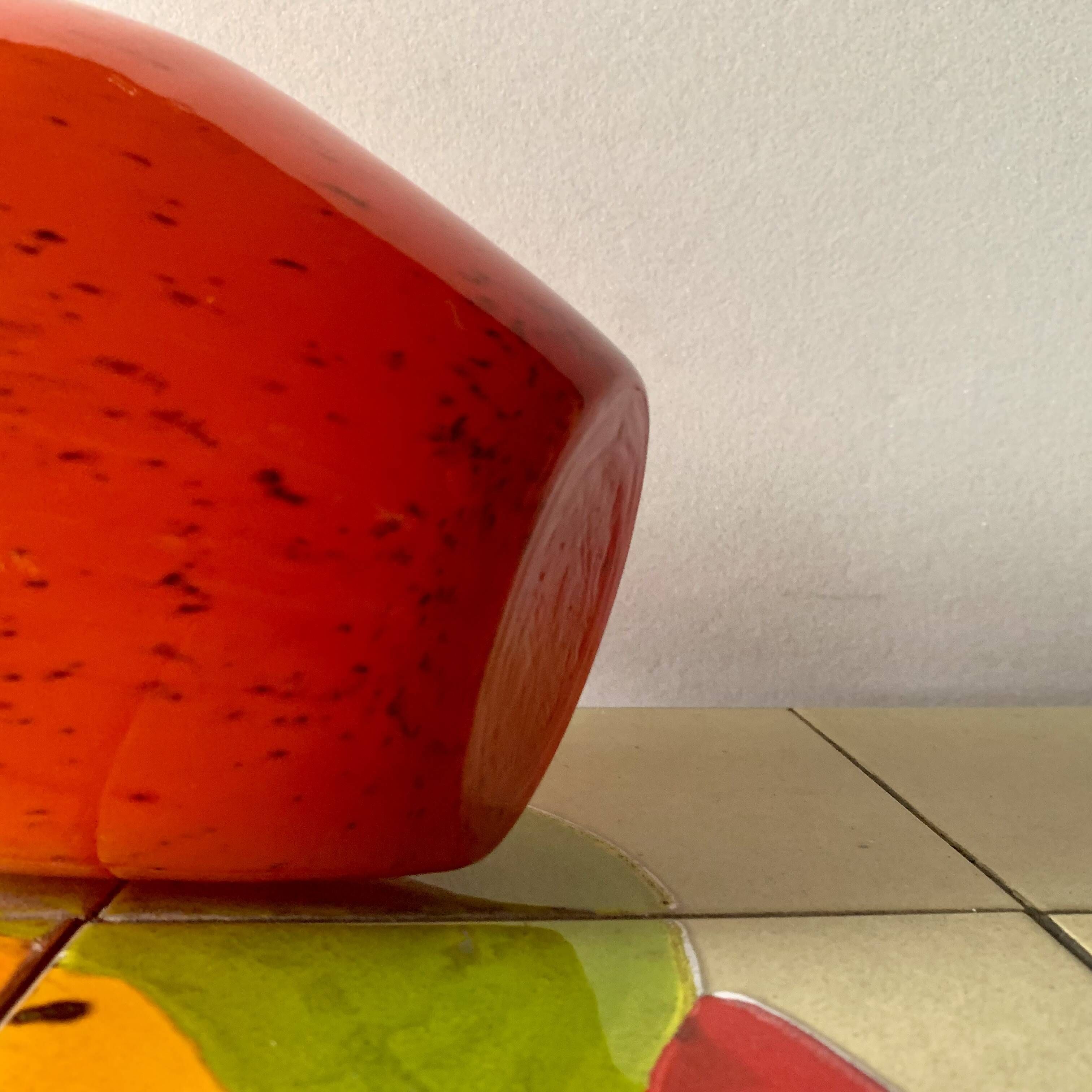 Vintage vase or pitcher in orange blown glass - Made in Italy