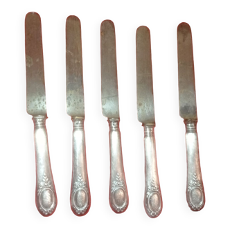 5 solid silver knives