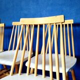 6 vintage wooden and white chairs