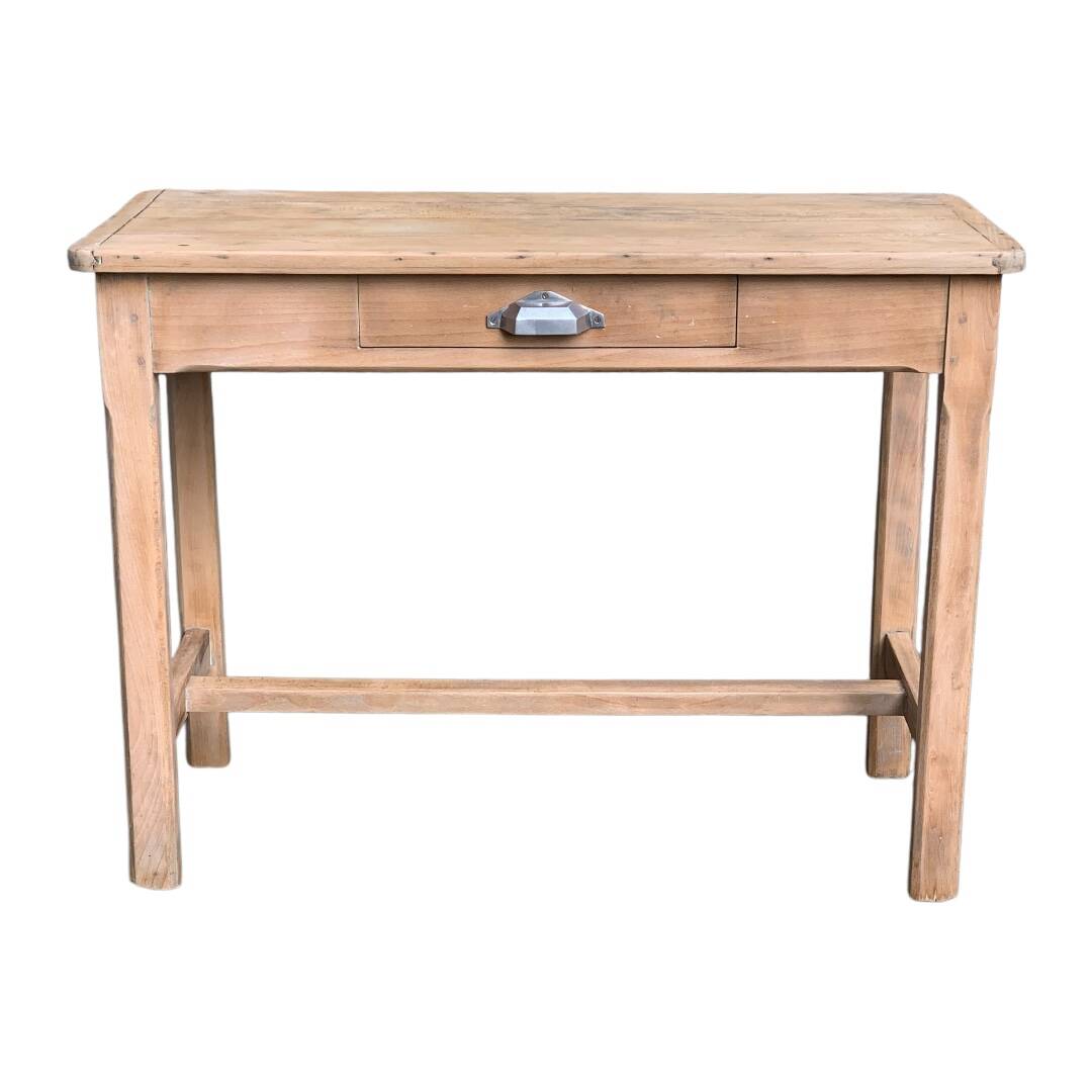 Art Deco farmhouse table in raw wood