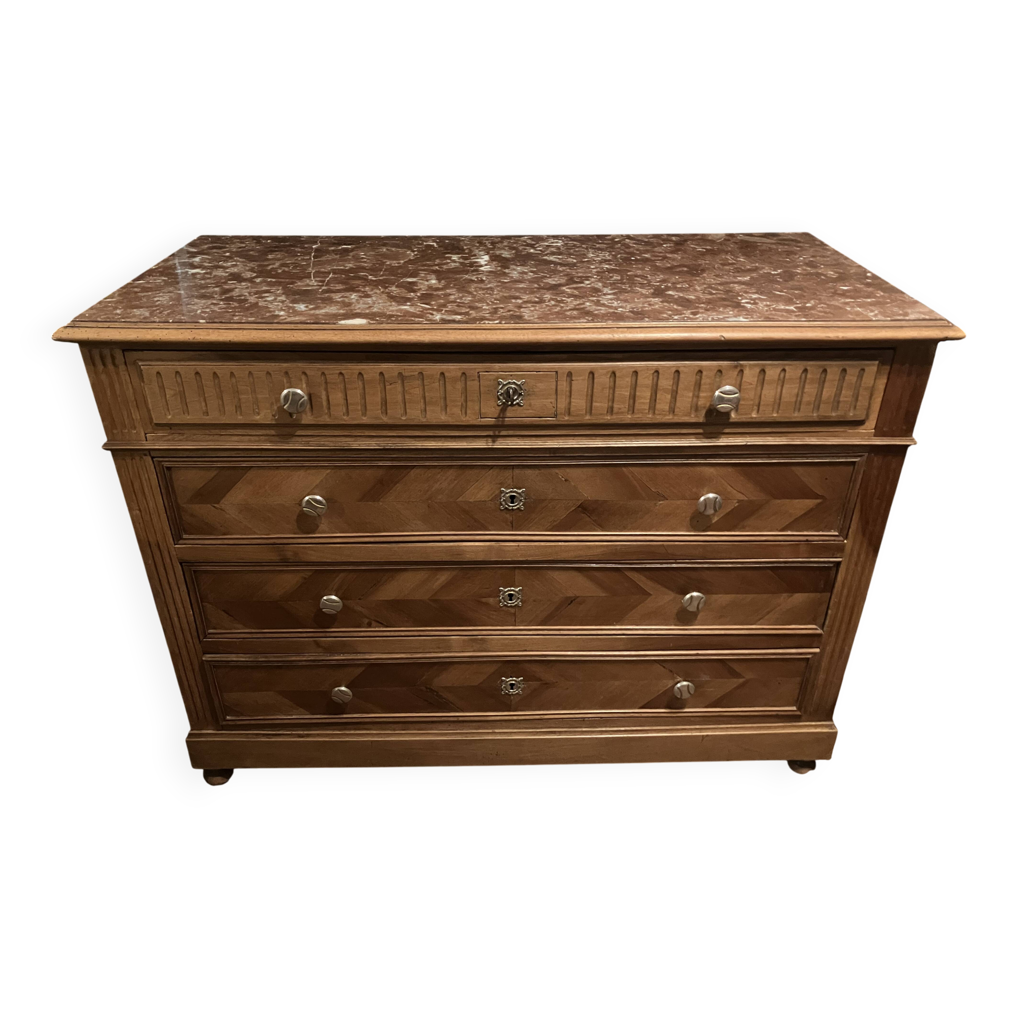 Antique commode from 1900 with pink marble.
