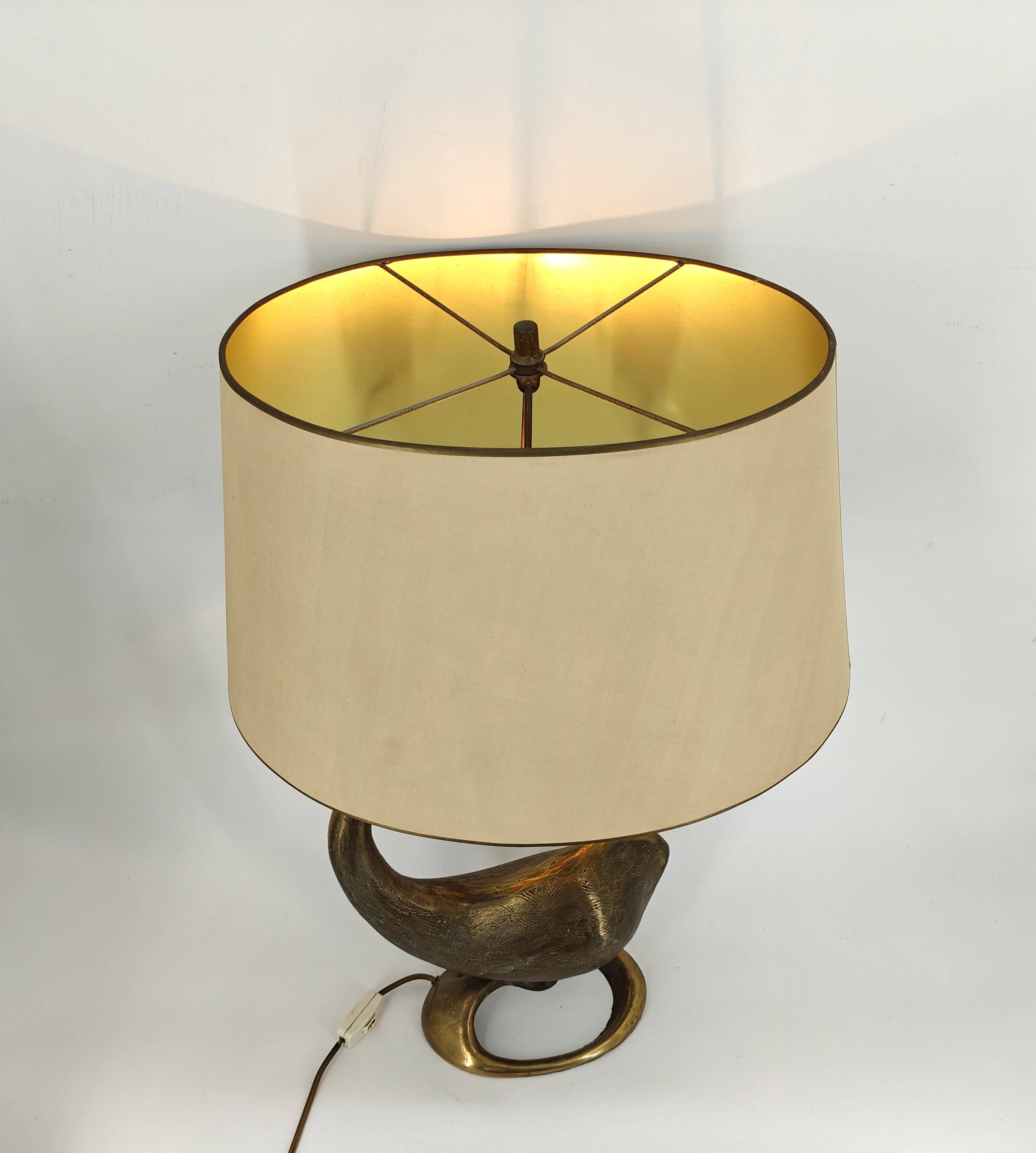 Large brass swan table lamp, 1960s