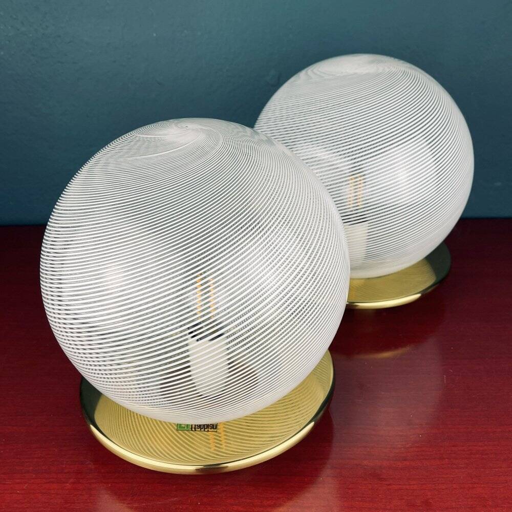 Swirl table lamps in Murano glass by F. Fabbian, Italy, 1970s, set of 2