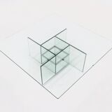 Table basse en verre italienne, années 1970