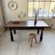 19th-century castle table, carved solid oak, 190cm.