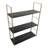 Vintage 1960 String wall shelf black gold - 58 x 49 cm