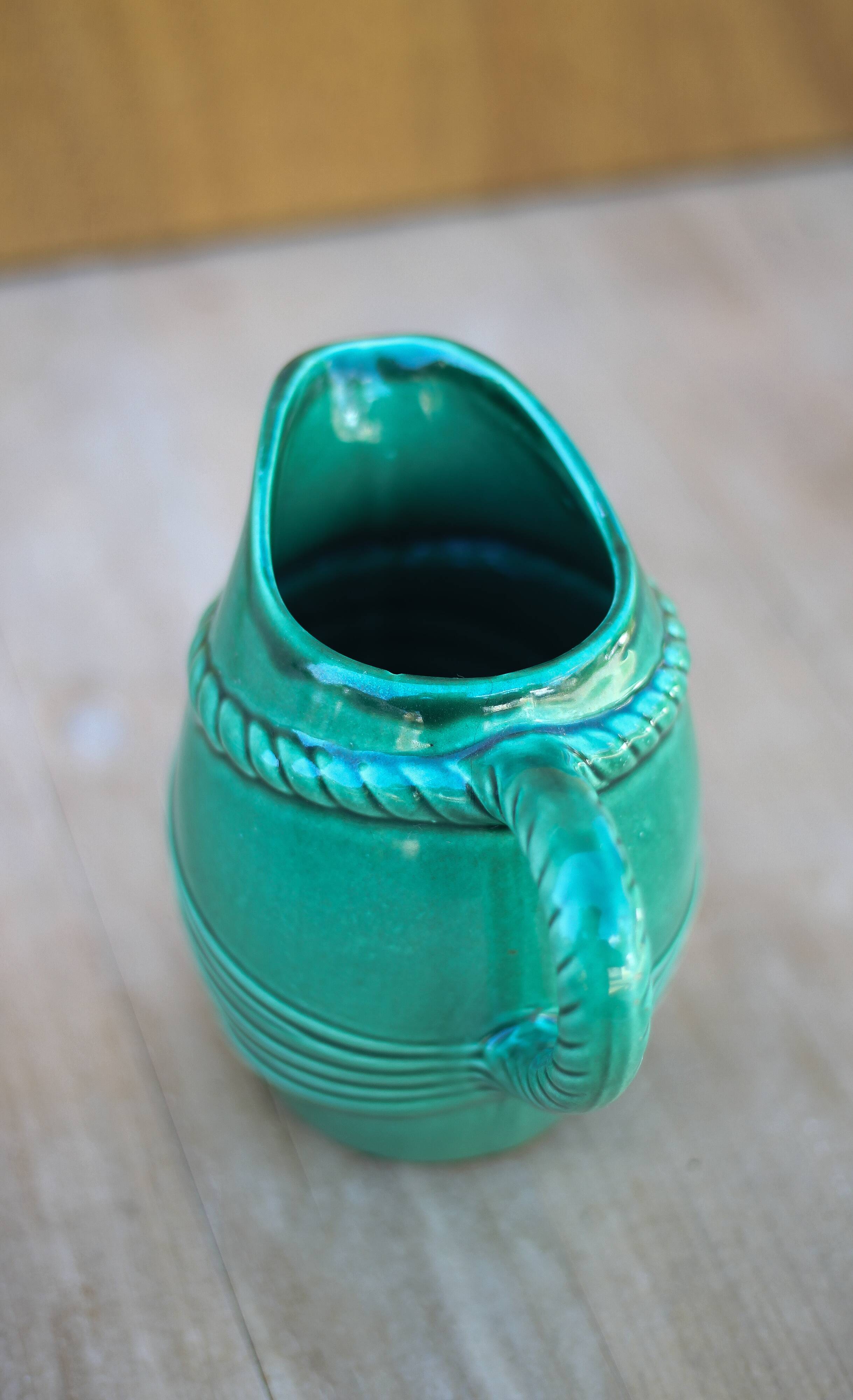 Vintage pitcher, vintage vase, Poët Laval pitcher, bandeau model, PL France, vintage carafe, decoration