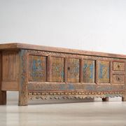 Storage unit, sideboard in painted wood and original blue patina, c.1850