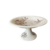 Compotier en terre de fer sépia , coupe à fruits ancienne
