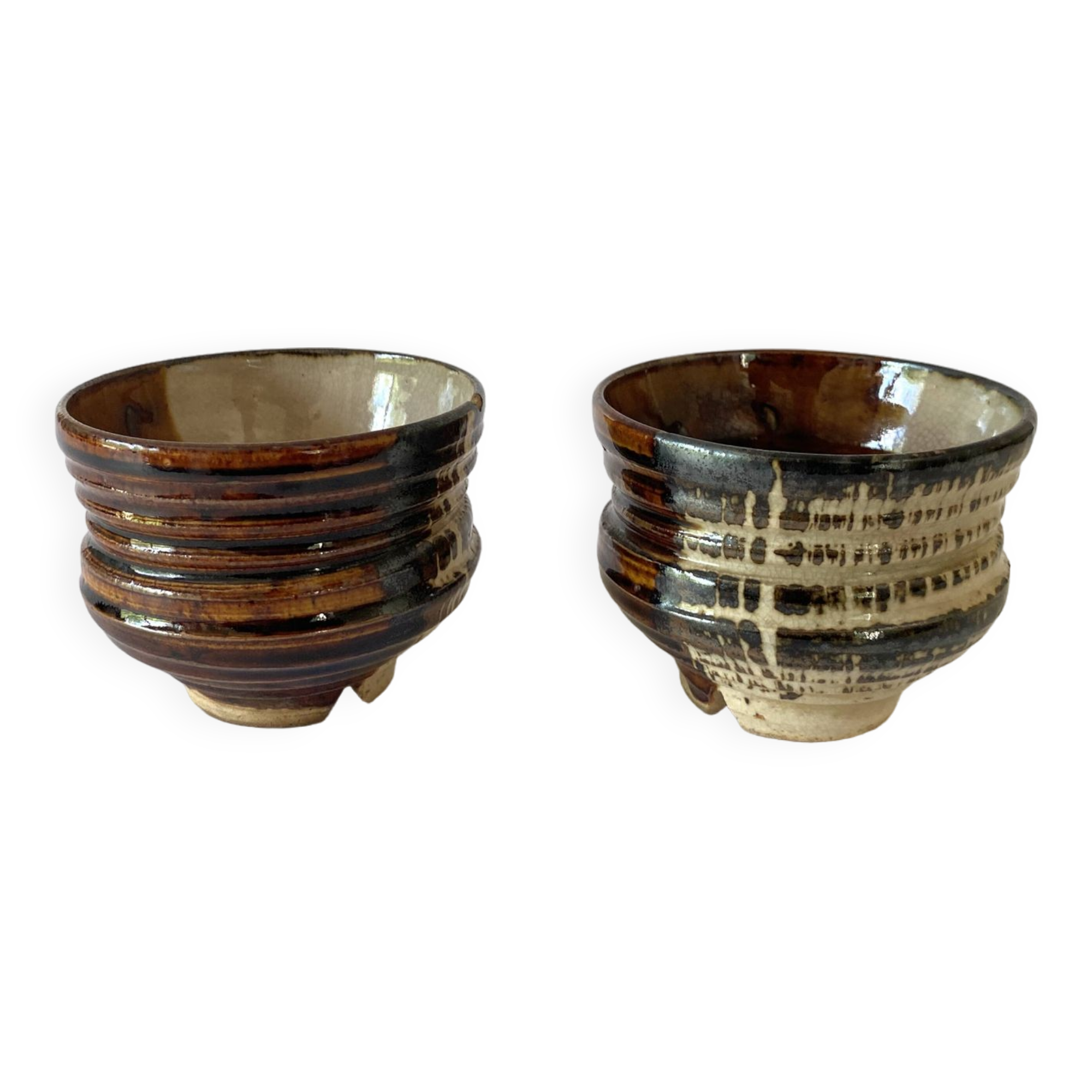 Duo of enamelled earthenware pots, Tunisia