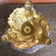 Antique art nouveau fruit bowl moulded glass + golden metal pedestal