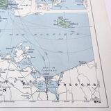 Carte ancienne Danemark Islande Scandinavie 43x43cm de 1950