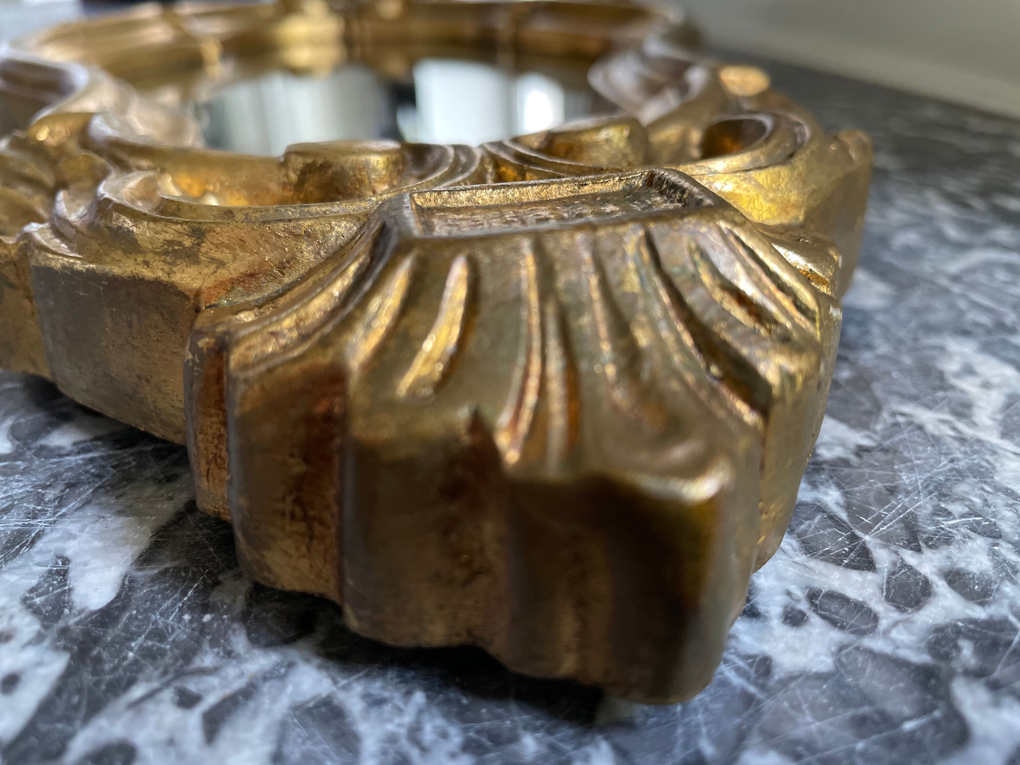 Golden mirror decorated with rose 60s - 43x23cm