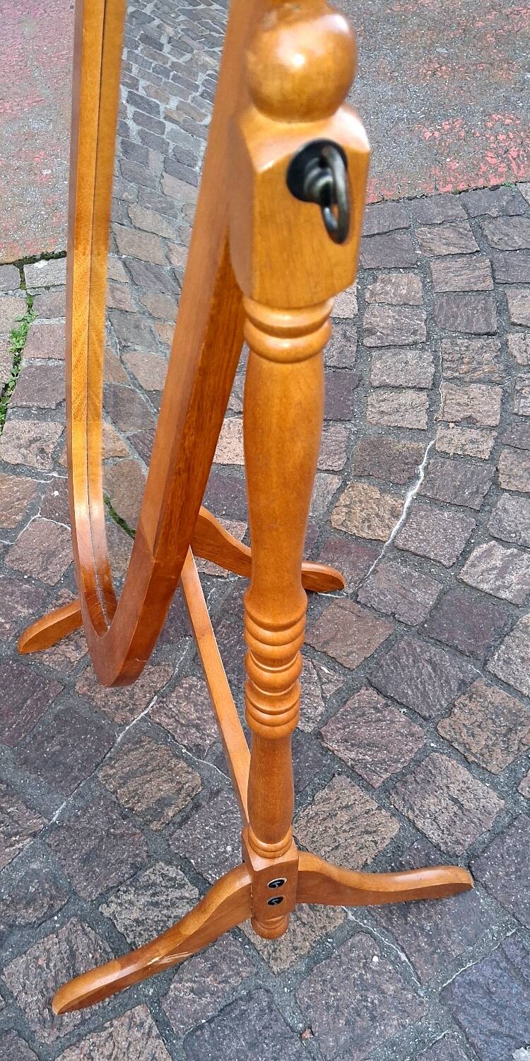 Tilting cheval mirror, in beechwood, for bedroom or dressing room