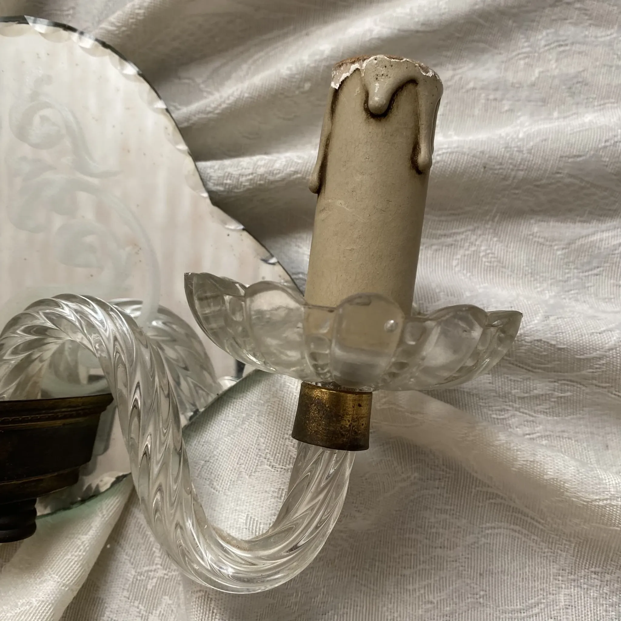 Applique italienne double en verre  et miroir, années 50