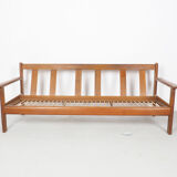 Danish design teak sofa with green striped cushions, 1960's