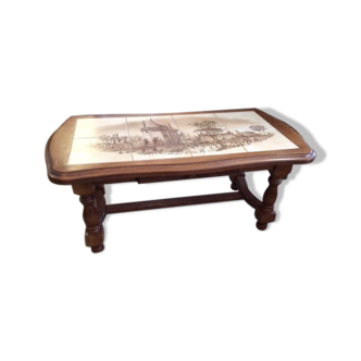 Table basse en bois et céramique