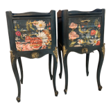 Decorated and patinated bedside tables