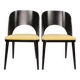 Vintage dining chairs set of 2 black oak wood retro yellow fabric