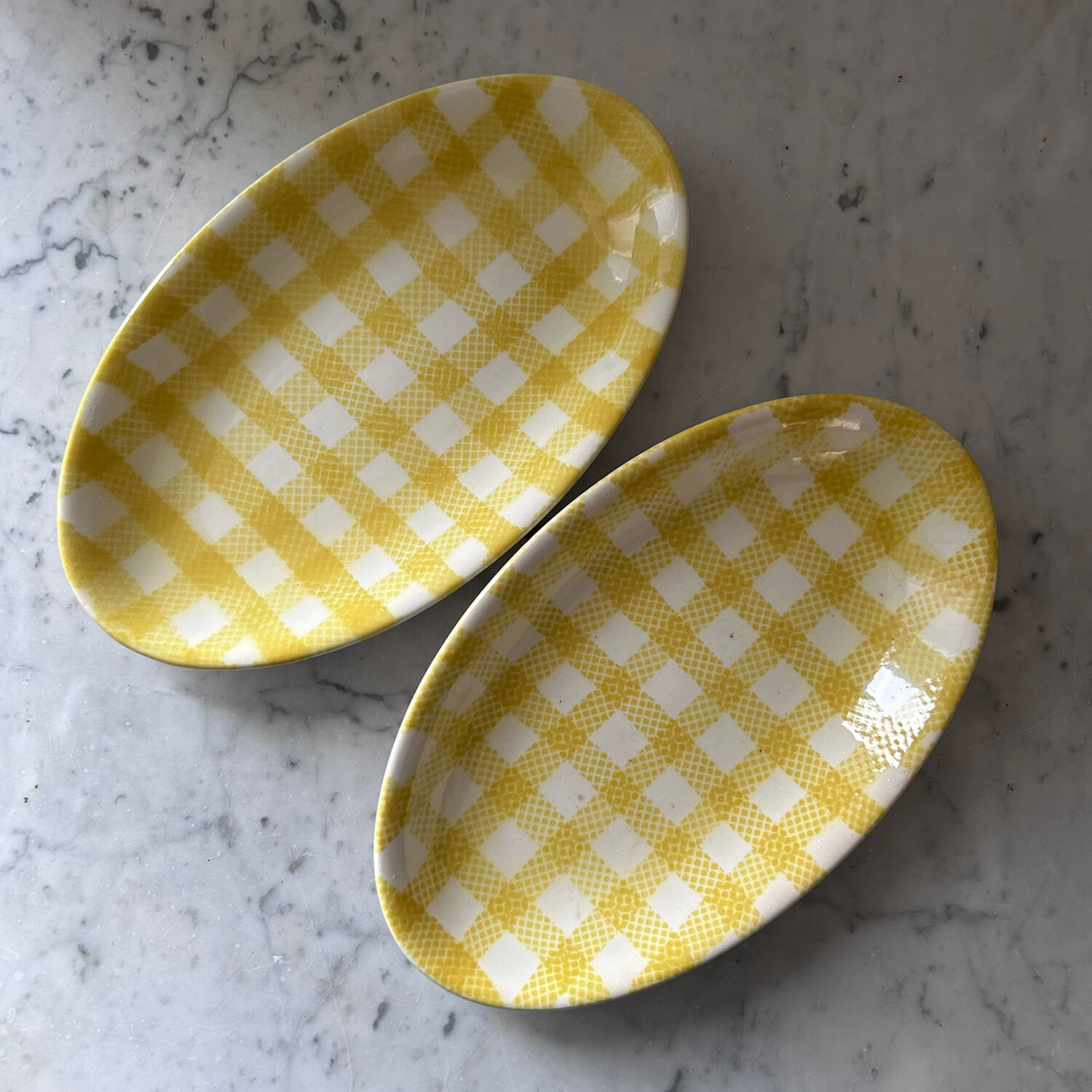 Pair of earthenware serving dishes from Salins pottery