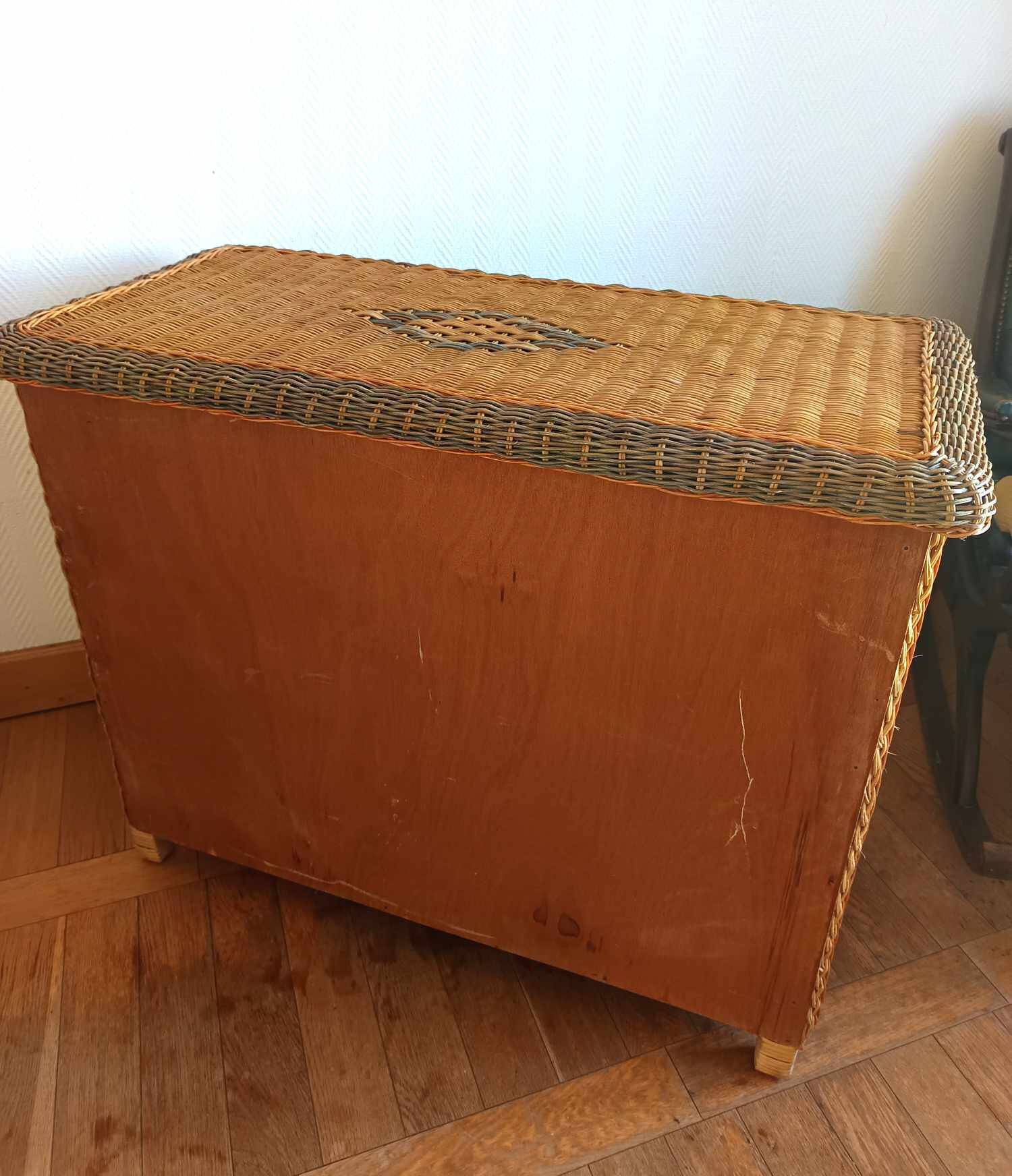 Commode en rotin vintage 1970