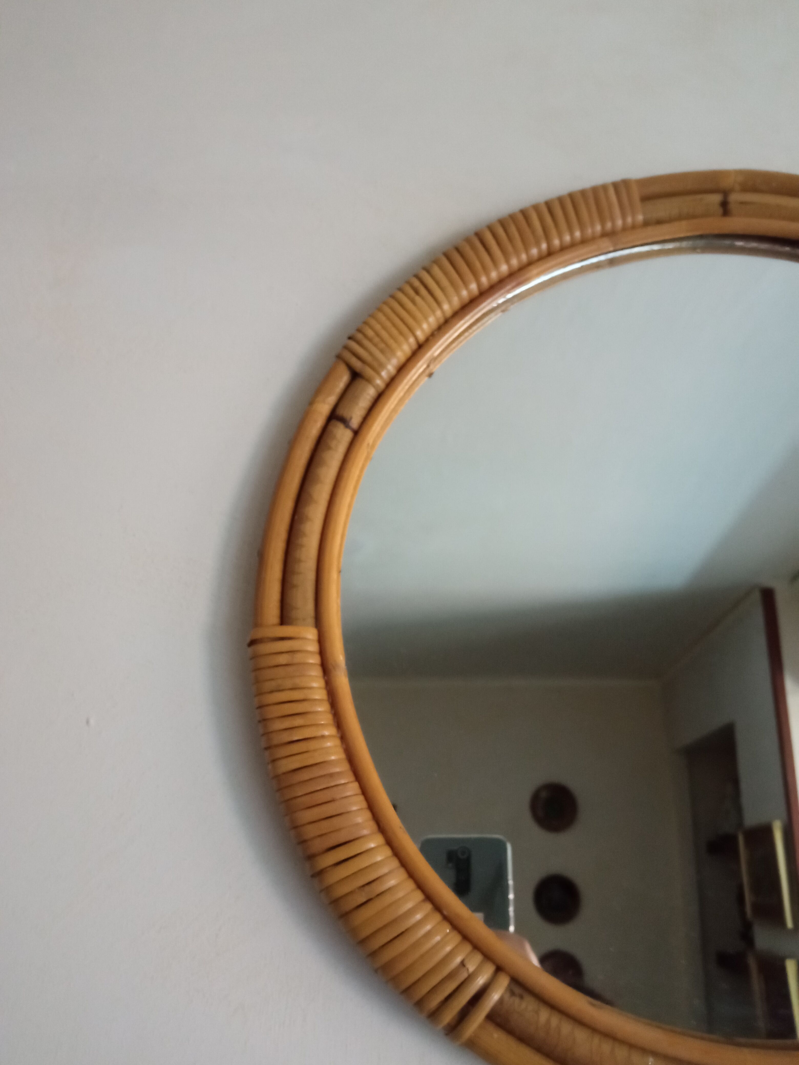 Vintage bamboo mirror 46cm