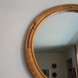 Vintage bamboo mirror 46cm